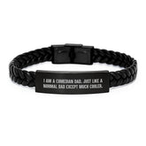Comedian Dad Gifts for Him, Funny Dad Interlaced Leather Bracelet, Christmas Unique Gifts from Dad to Comedian Son - Image 1
